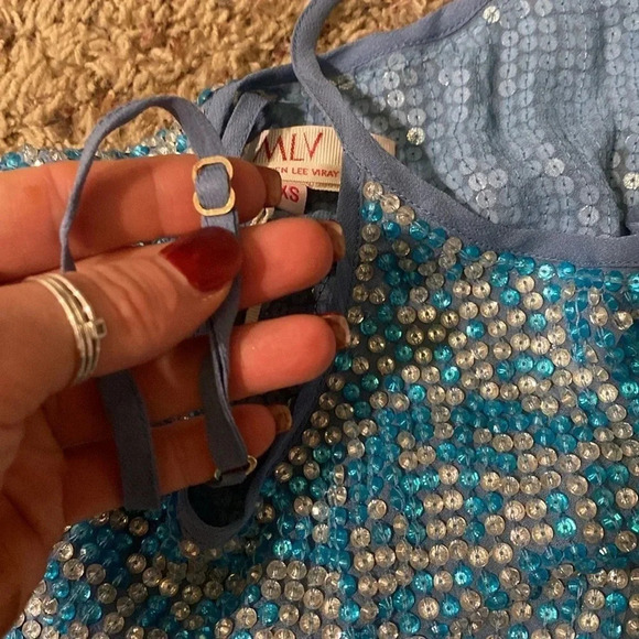 MLV clear and light blue beaded top - Picture 6 of 7